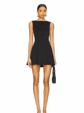 Revolve Black Mini Dress with Flared Skirt
